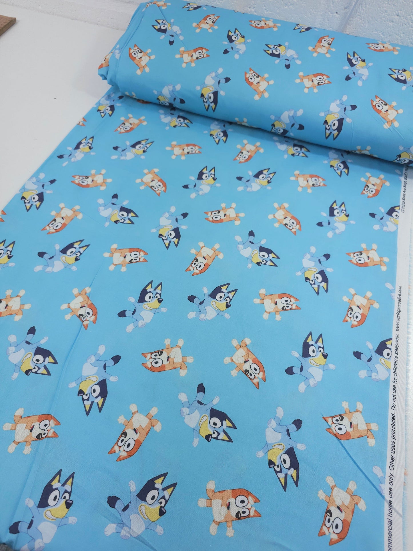 Turquoise Bluey and Bingo Play 100% Cotton