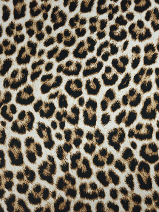 White/Tan Leopard Denim