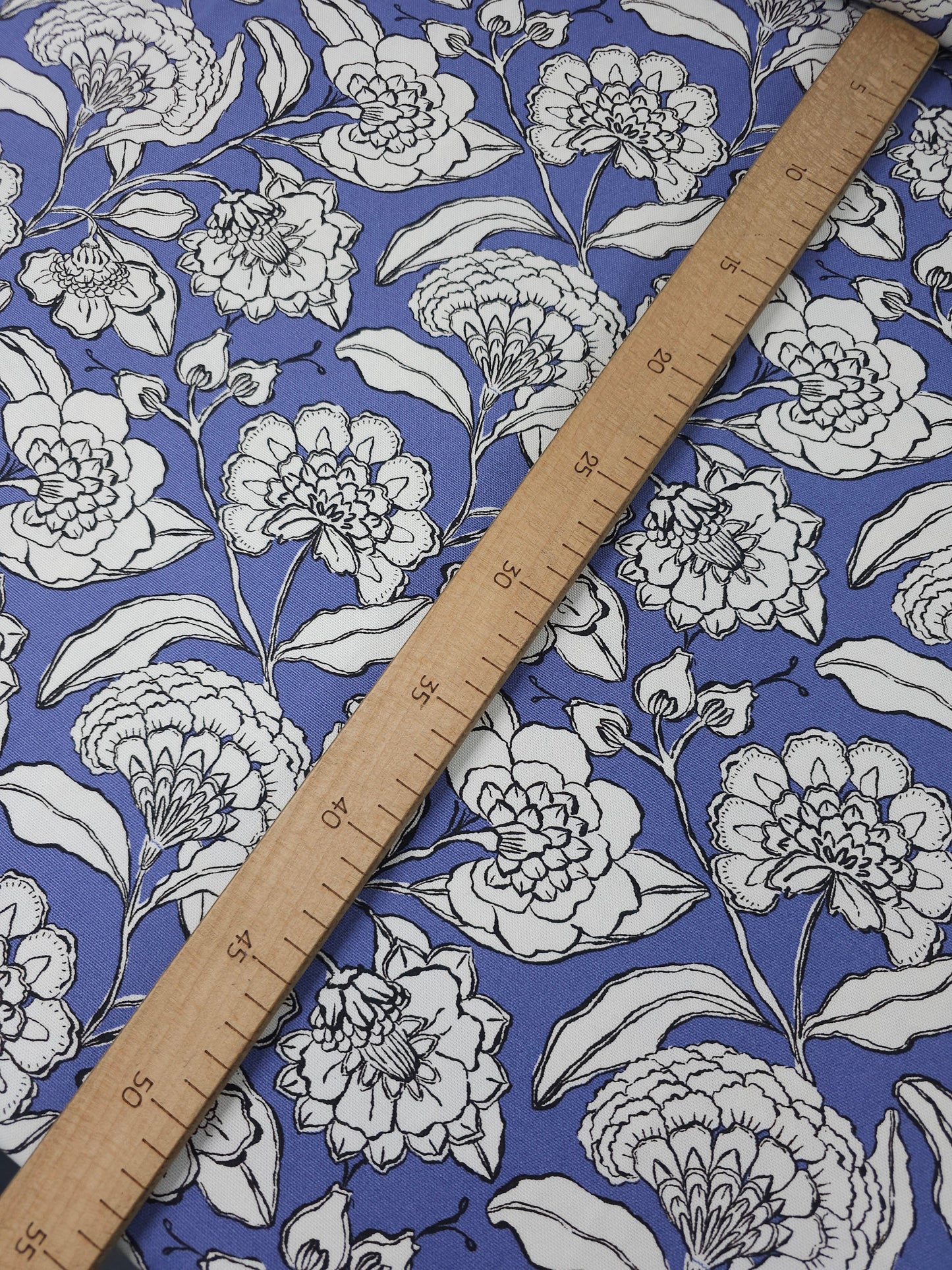 Periwinkle Sketch Floral Canvas Cotton
