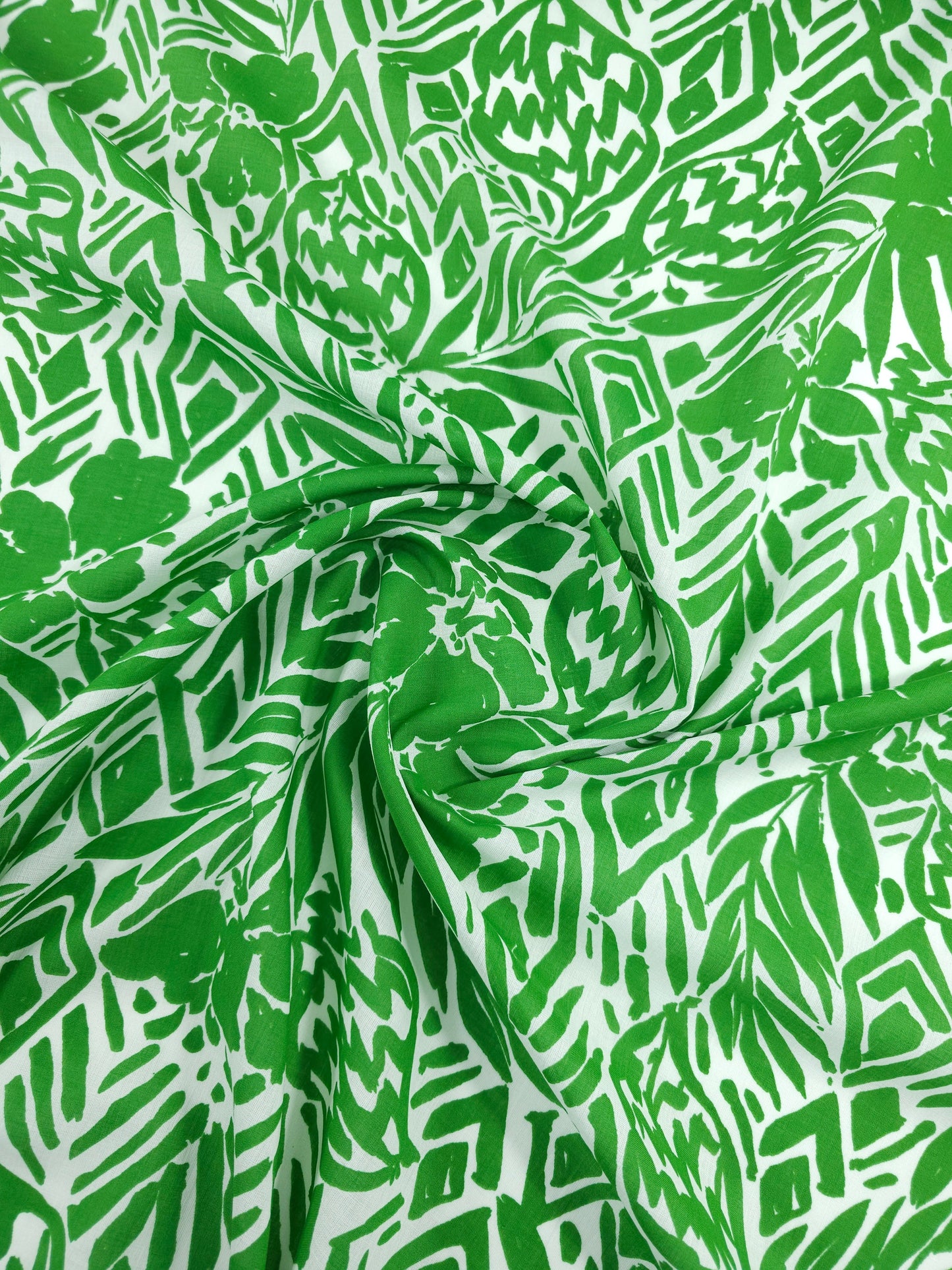 Green Aztec Floral Cotton Voile