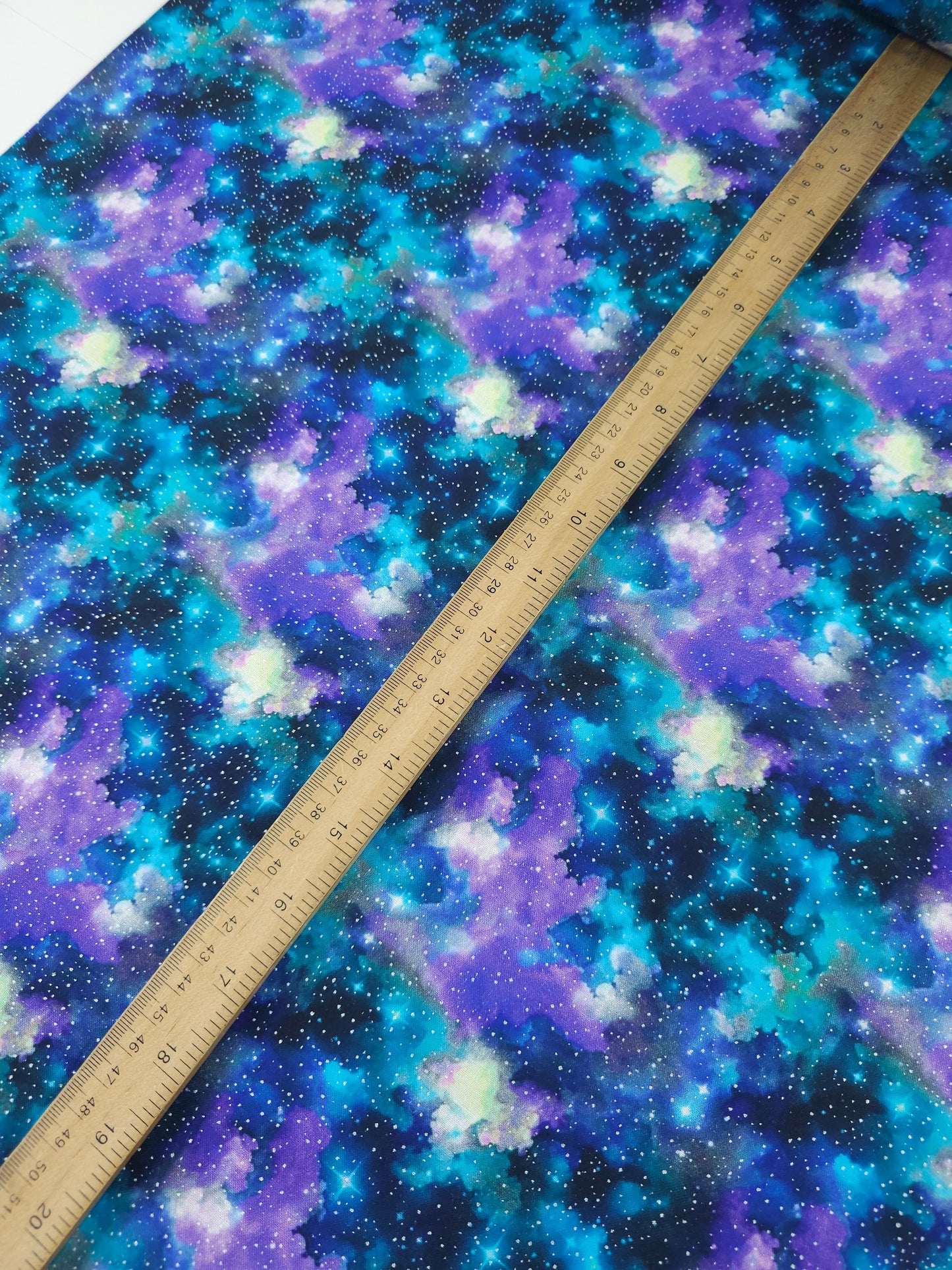 Blue/Purple Silver Diffusion Clouds 100% Cotton
