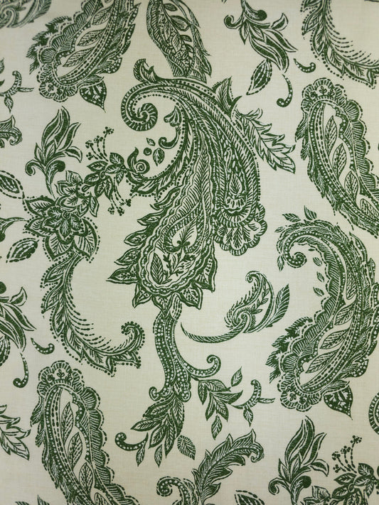 Cream/Green Paisley Linen Viscose
