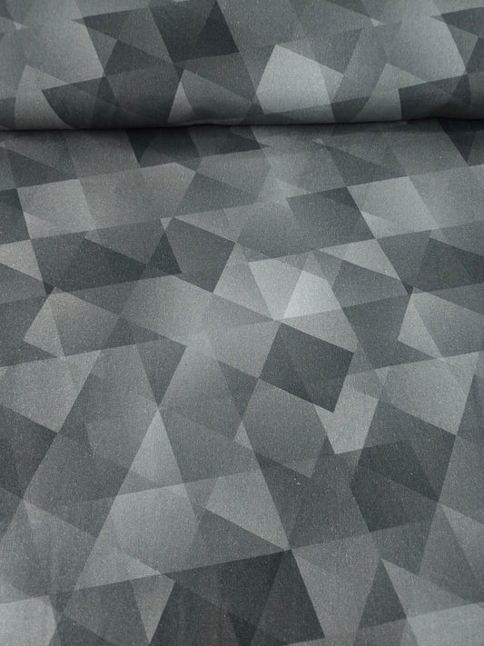 Misty Grey Washed Geometric 100% Cotton