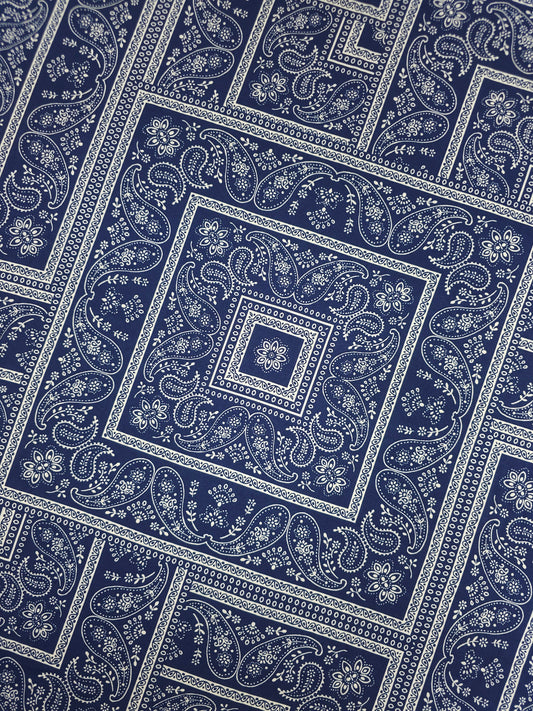 Navy/Ivory Bandana Square Viscose Challis