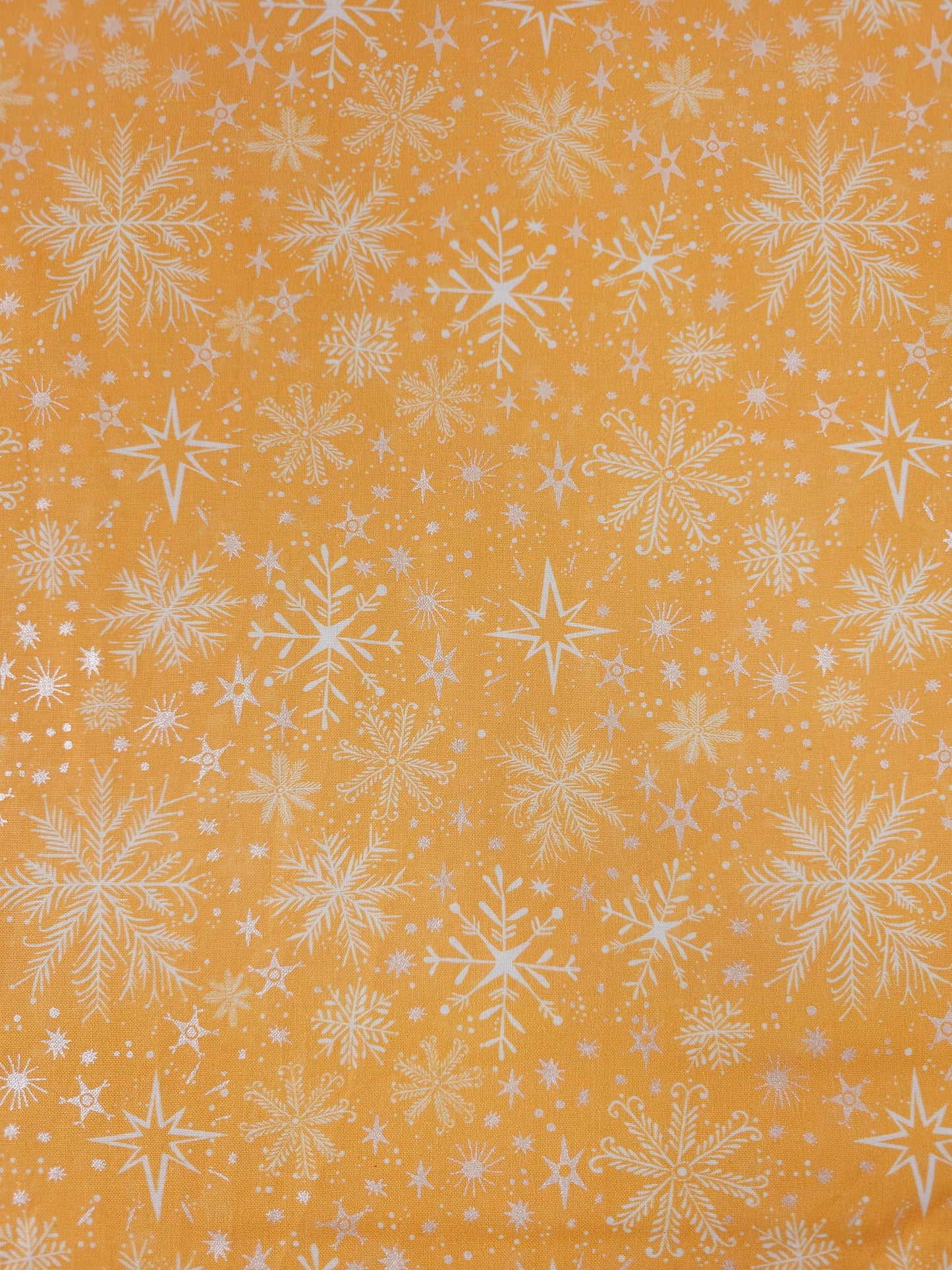 Orange/Silver Magical Snowflakes 100% Cotton - Benartex