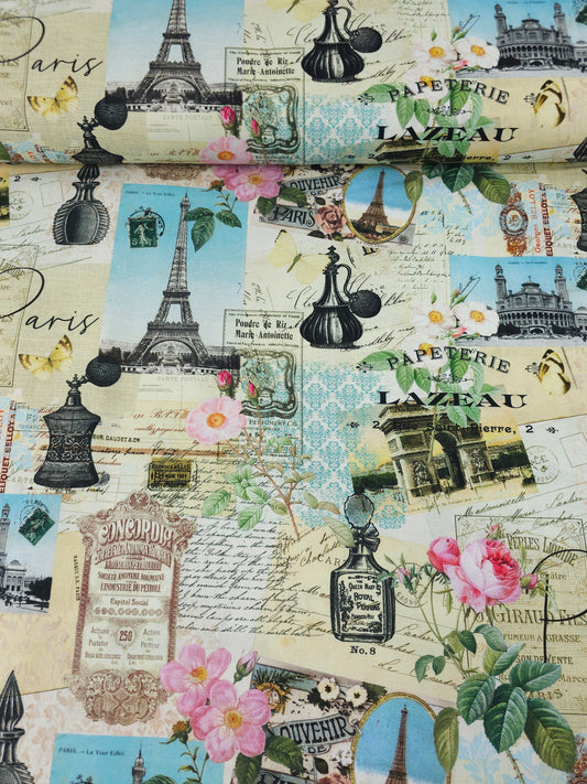 Belle Fleur Paris Collage 100% Cotton