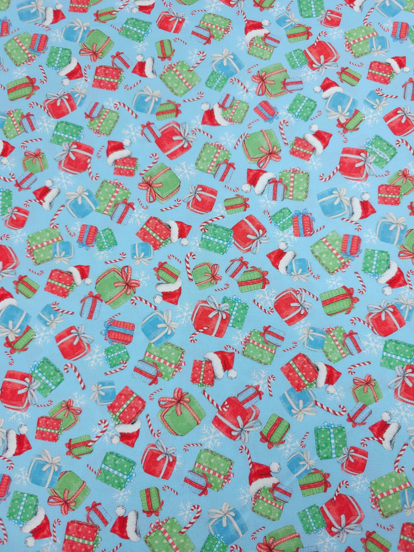 Light Blue Christmas Presents 100% Cotton