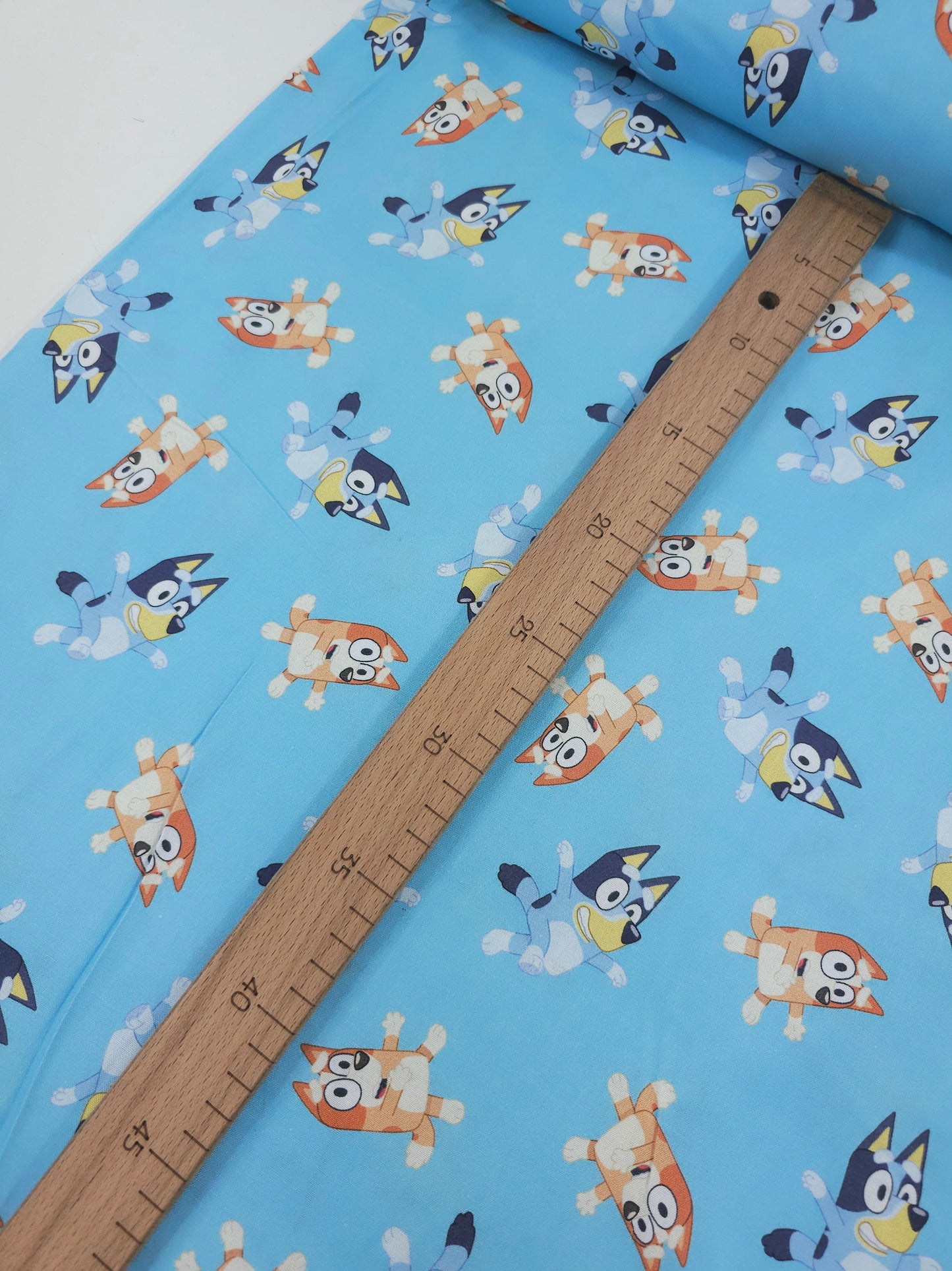 Turquoise Bluey and Bingo Play 100% Cotton