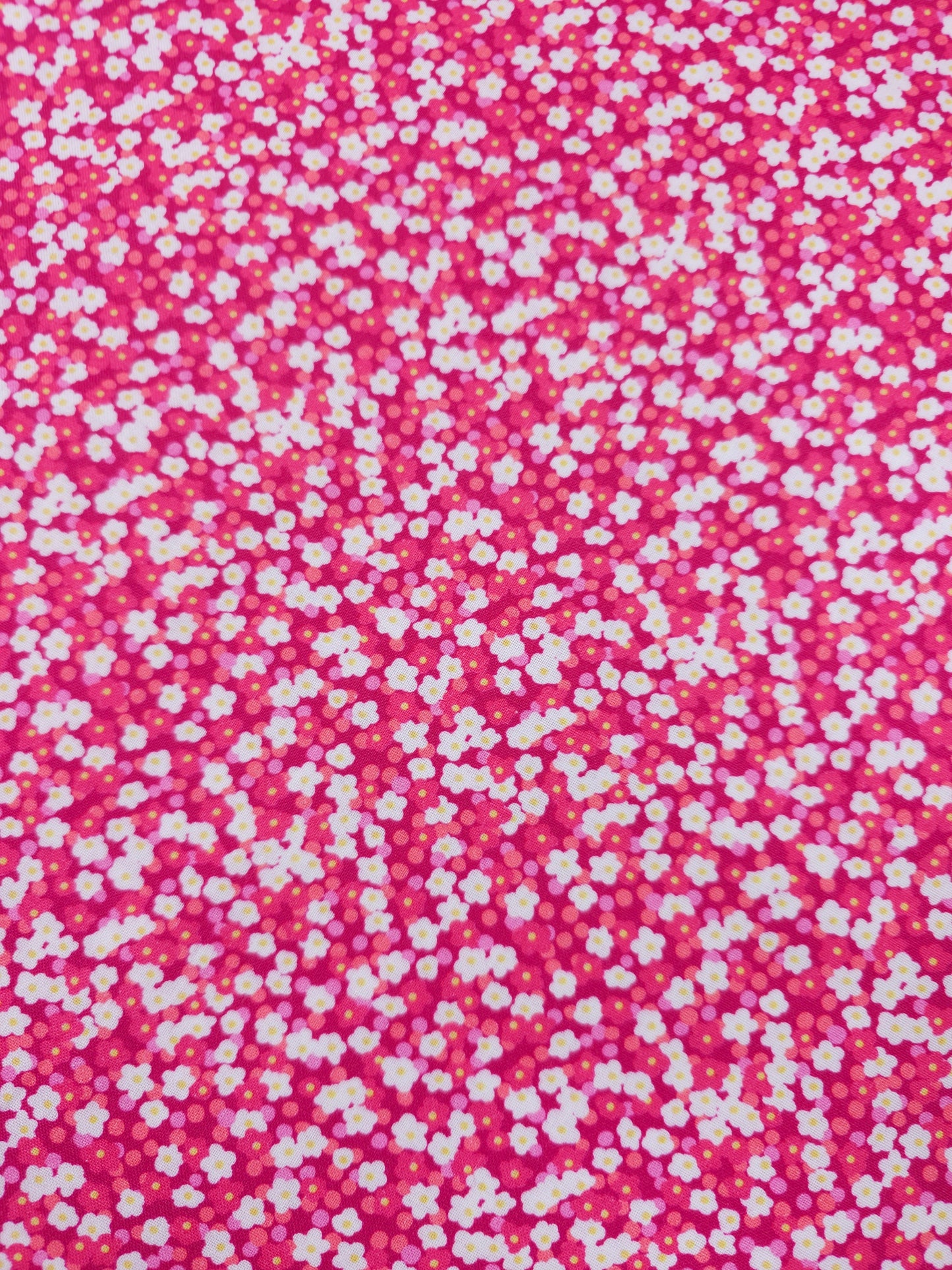 Pink Ditsy Puff Daisy Floral 100% Cotton