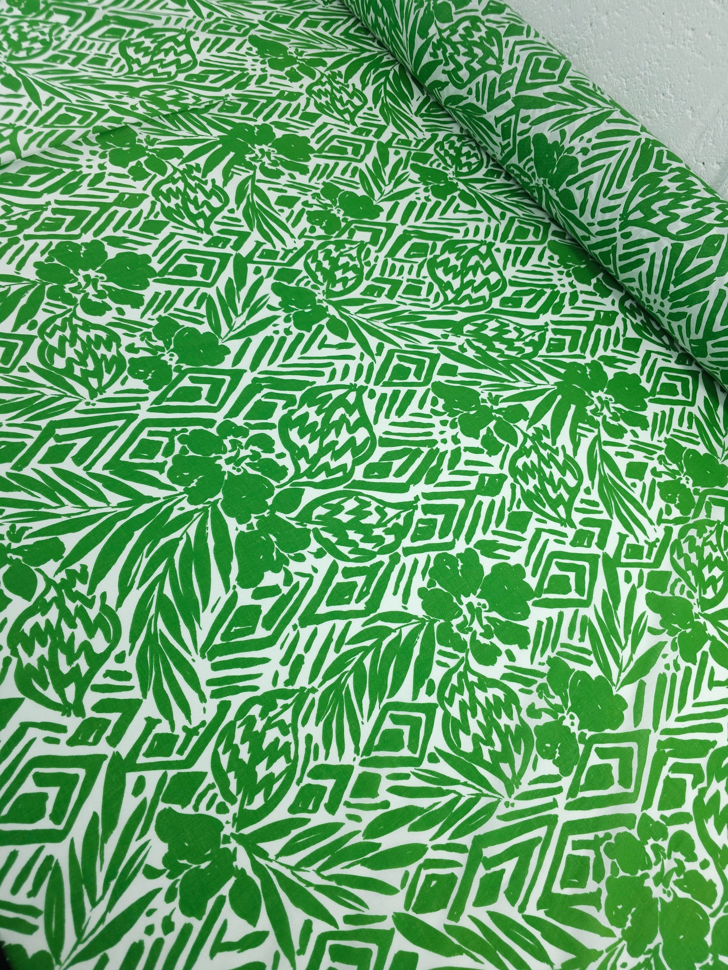 Green Aztec Floral Cotton Voile