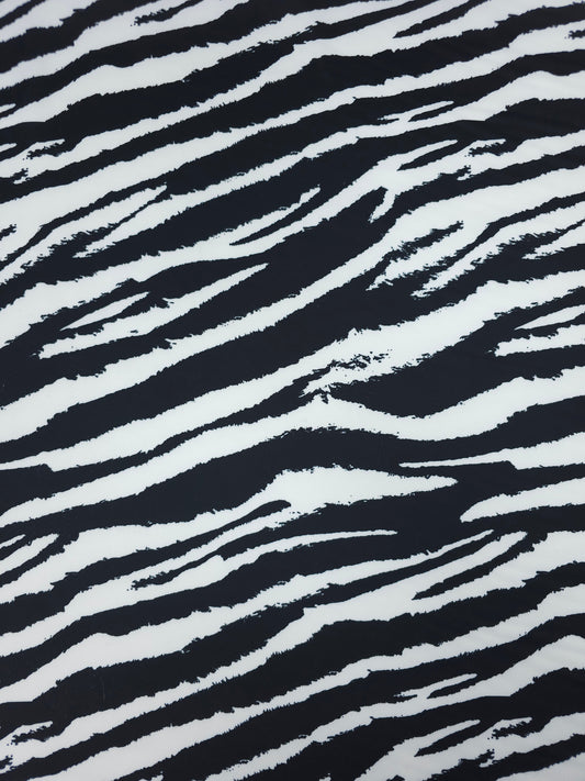 Black/White Zebra Stripe Crinkle Satin Stretch