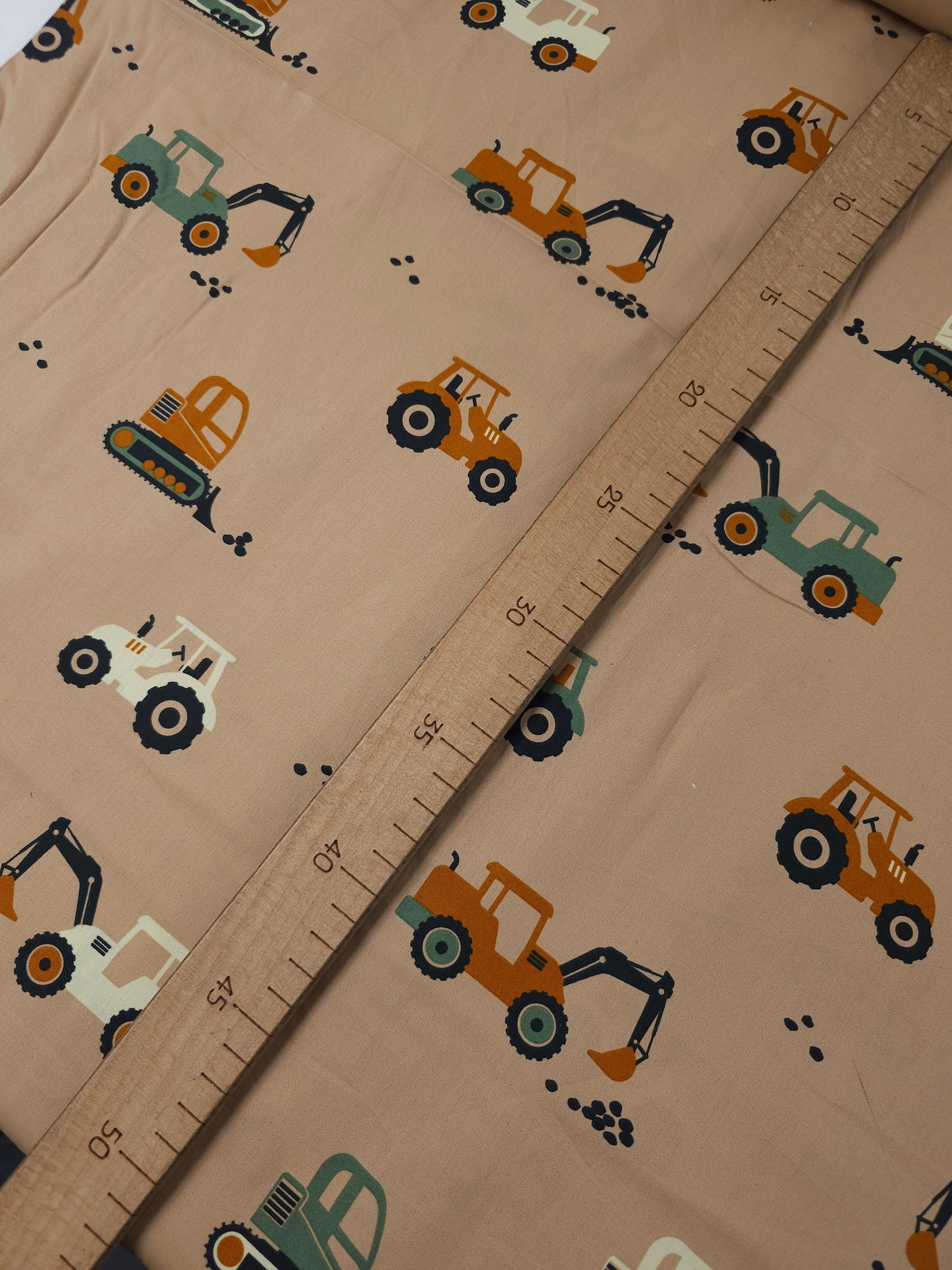 Khaki/Orange Tractors 100% Cotton