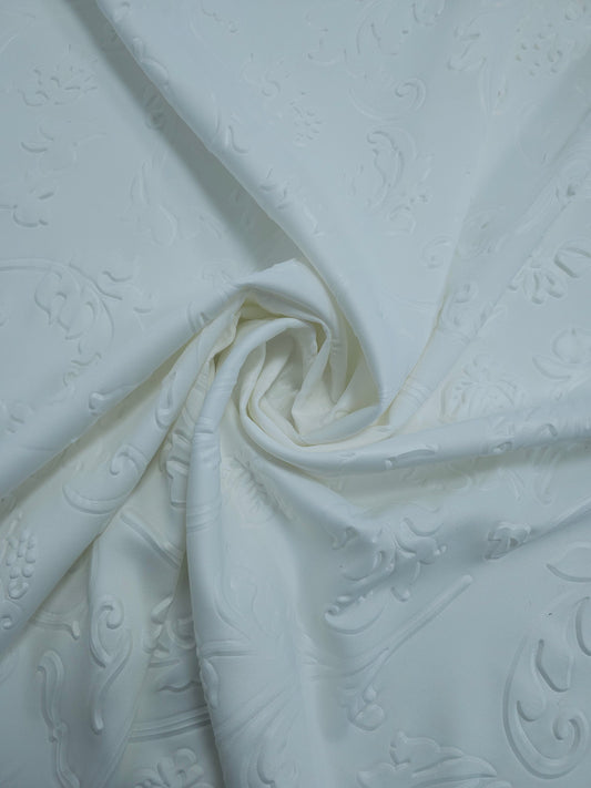 Off-White Embossed Floral Lightweight Scuba