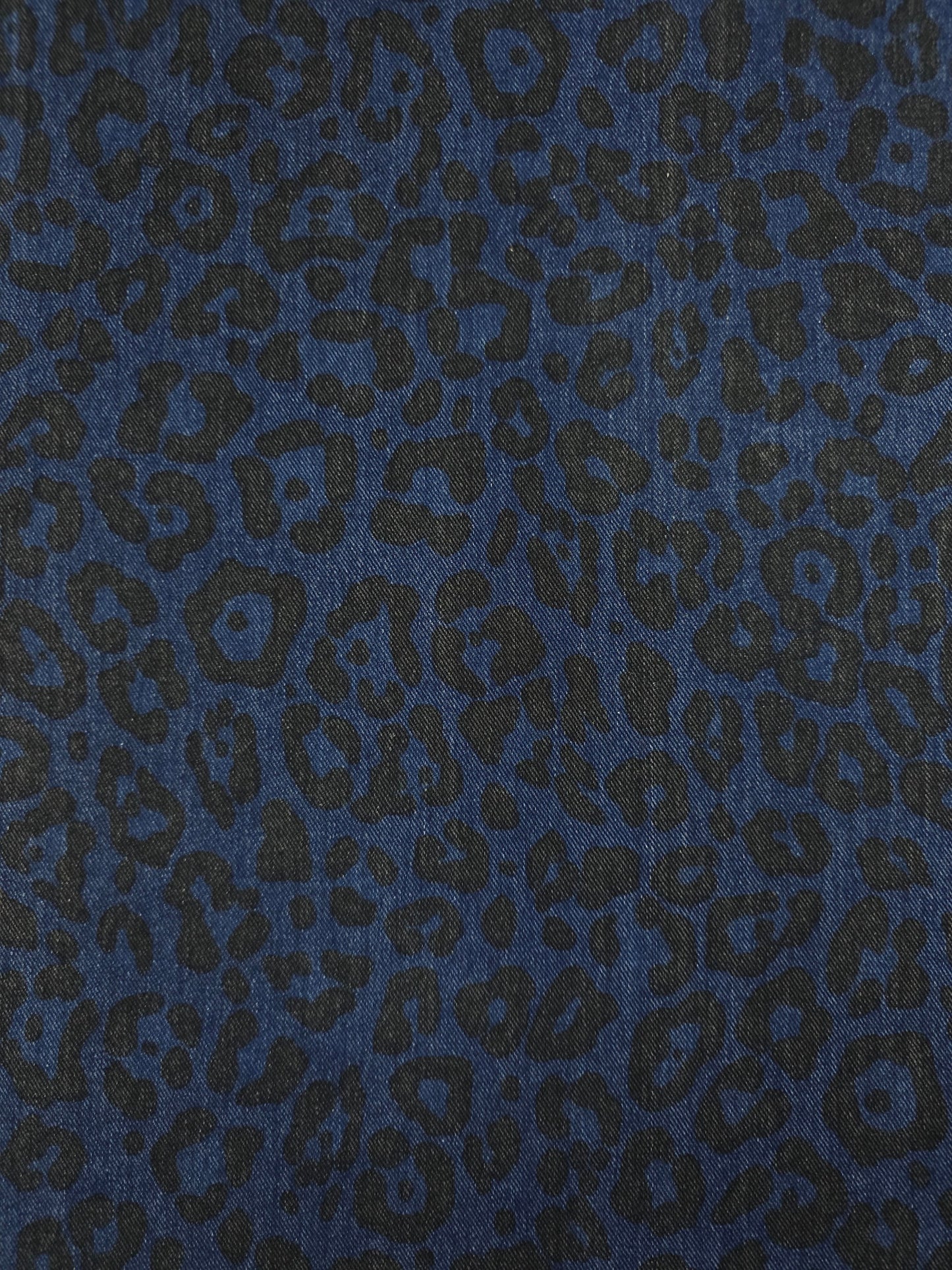 Blue Washed Leopard Dressmaking Denim