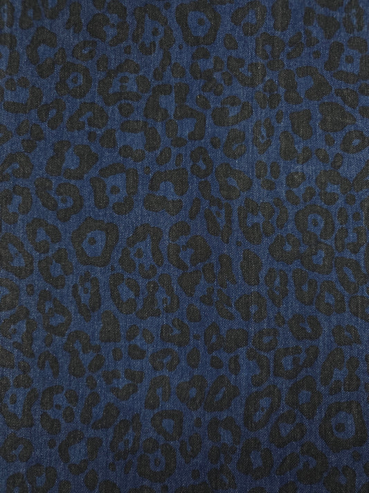 Blue Washed Leopard Dressmaking Denim