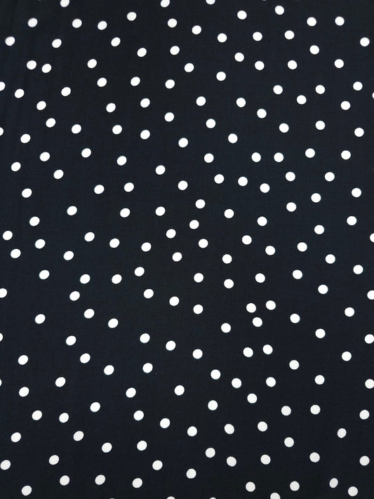 Black/White Mini Polka Dot Viscose Crepe