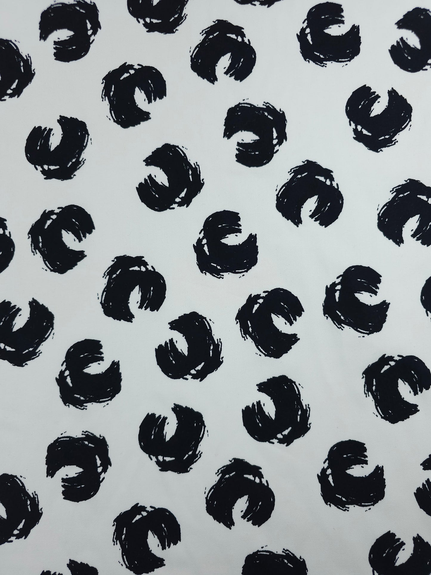 Black/White Abstract Curl Cotton Sateen Stretch