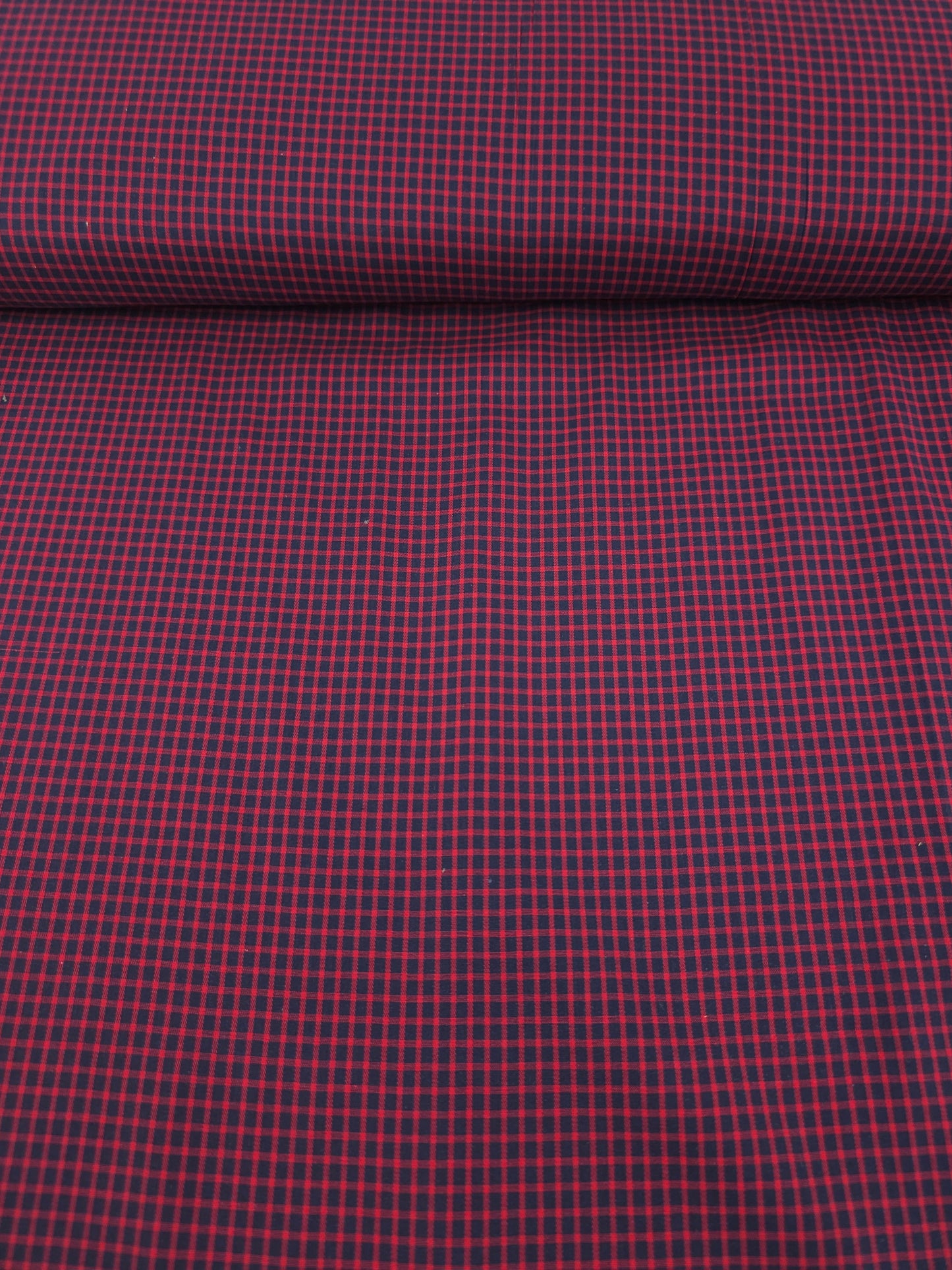 Red/Navy Mini Gingham 100% Cotton 60”