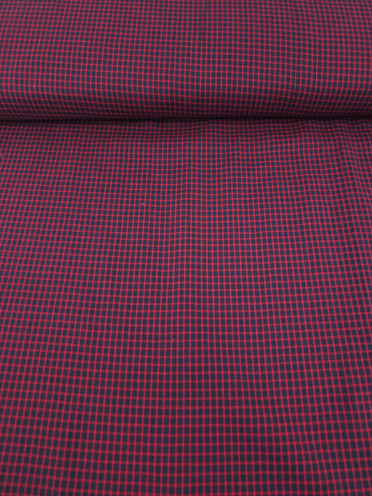 Red/Navy Mini Gingham 100% Cotton 60”