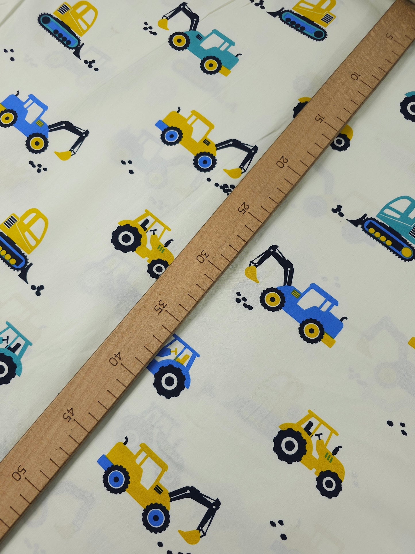 Yellow/Blue Tractors 100% Cotton *DEFECT*