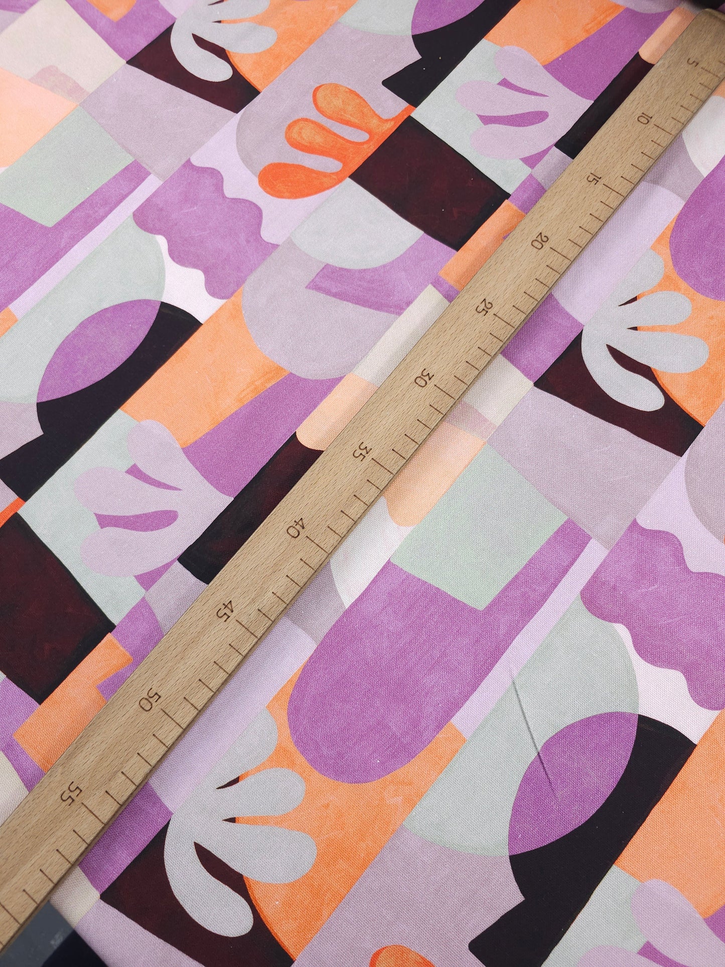 Purple/Orange Abstract Groovy Doodle Lightweight Canvas Cotton