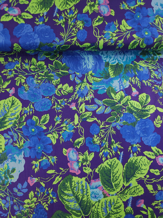 Deep Gradi Floral Cotton Sateen 106" - Kaffe Fassett *EXTRA WIDE*