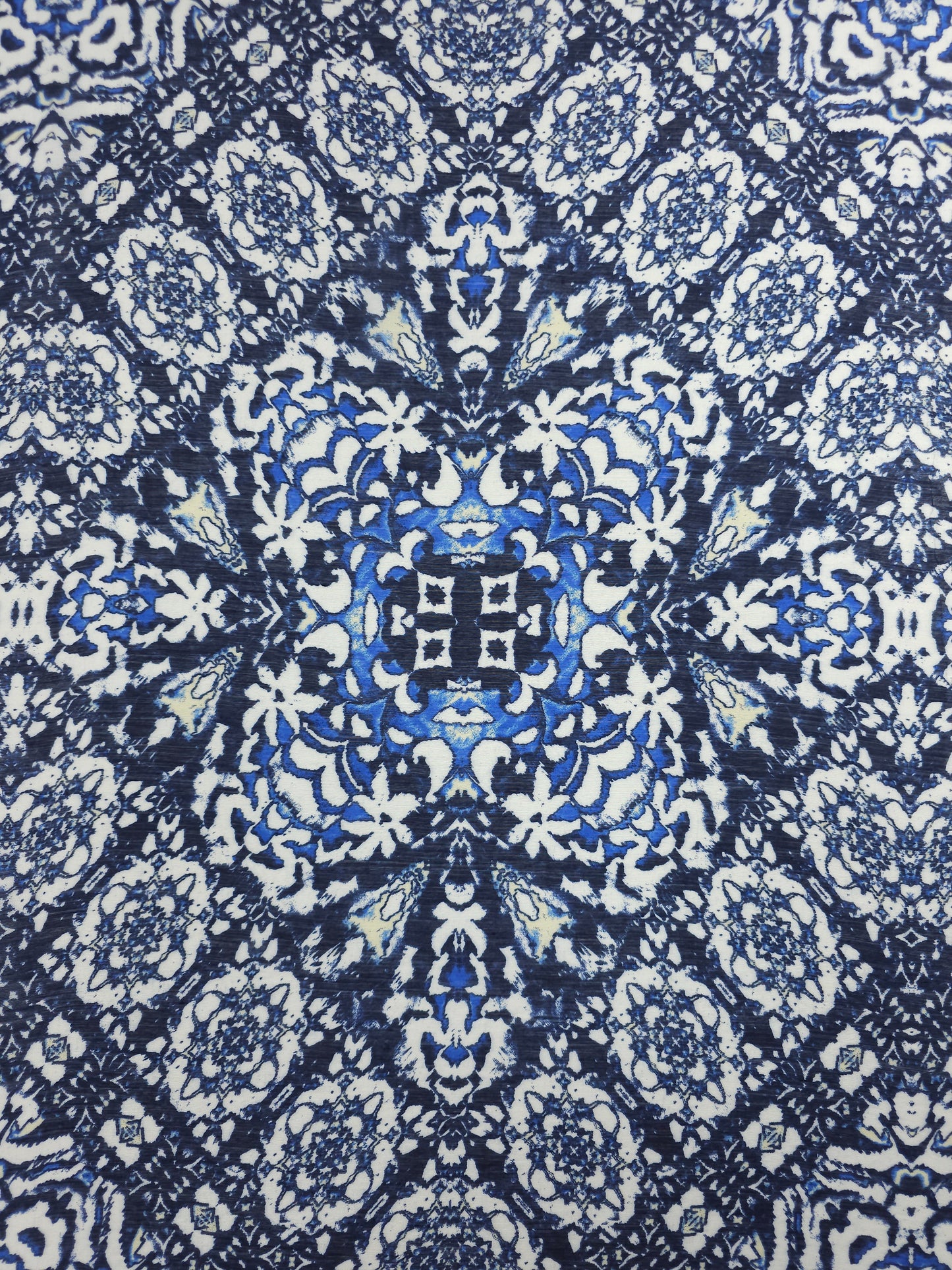 Navy Damask Diamond Cotton Voile