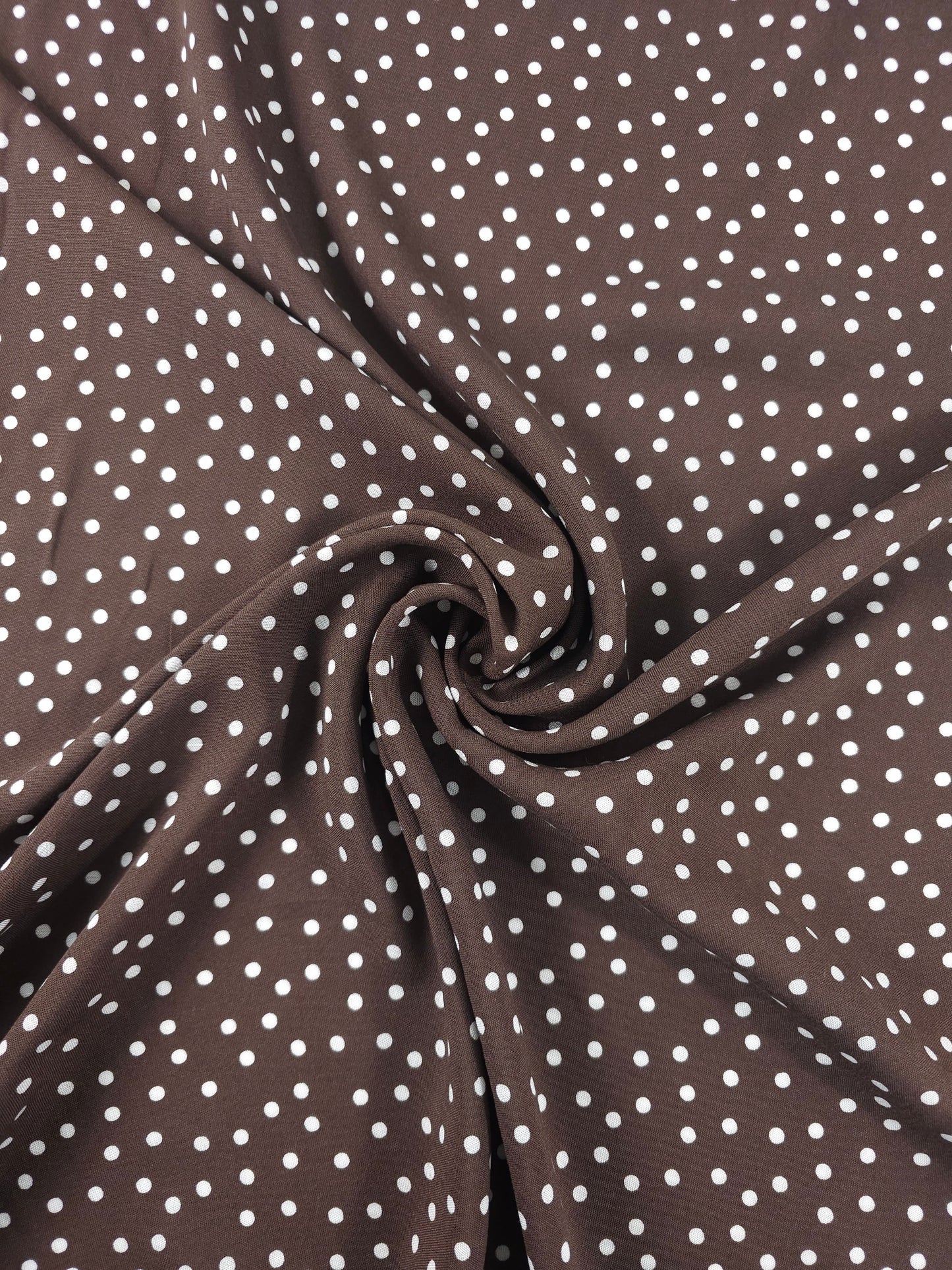 Brown/White Mini Polka Dot Viscose Challis *DEFECT*