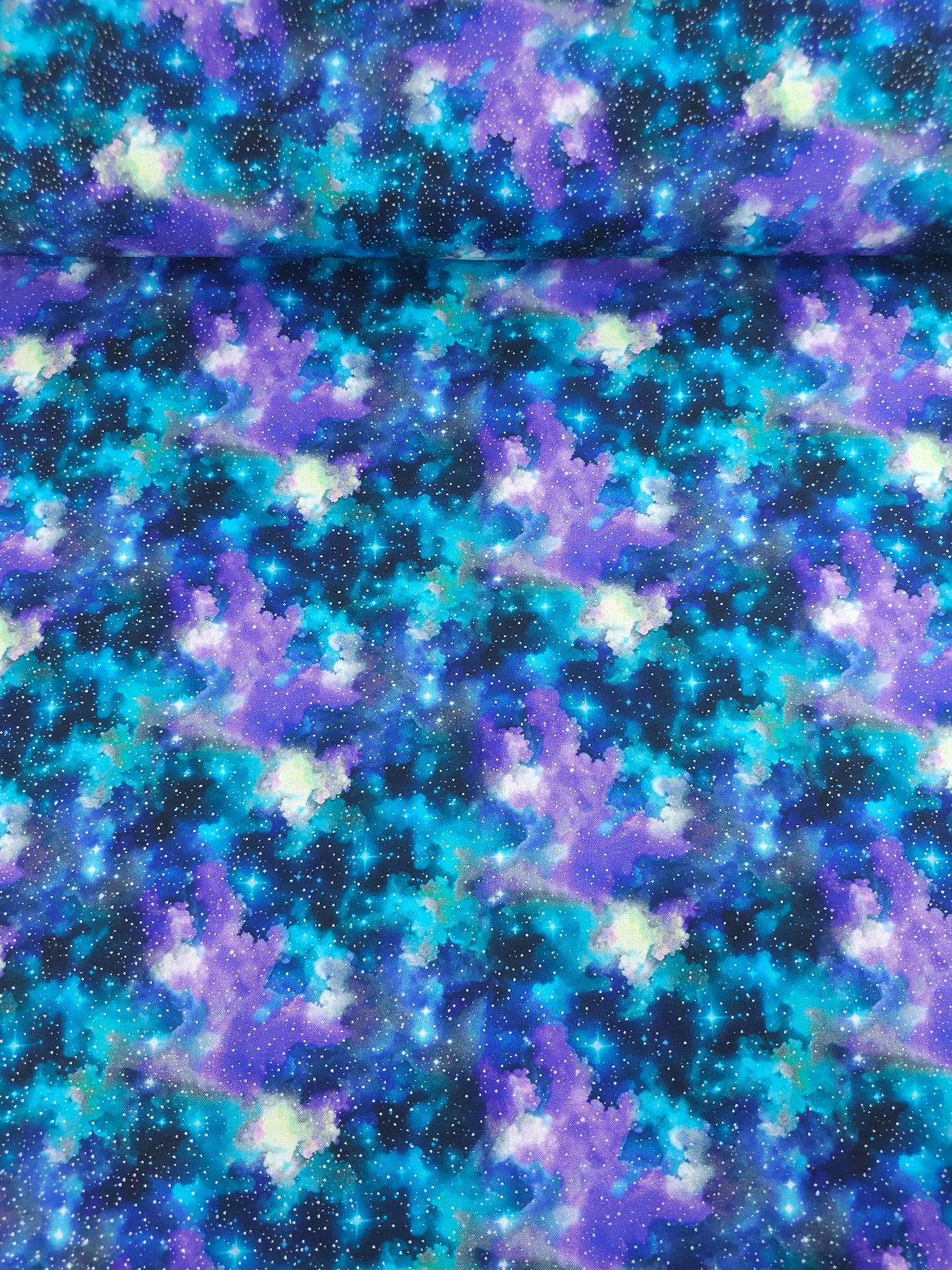 Blue/Purple Silver Diffusion Clouds 100% Cotton