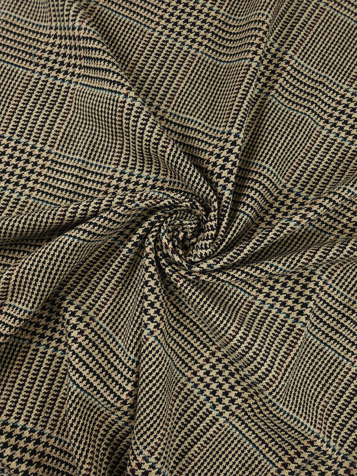 Sand Dogtooth Tartan Check Soft 100% Wool *ABRAHAM MOON*