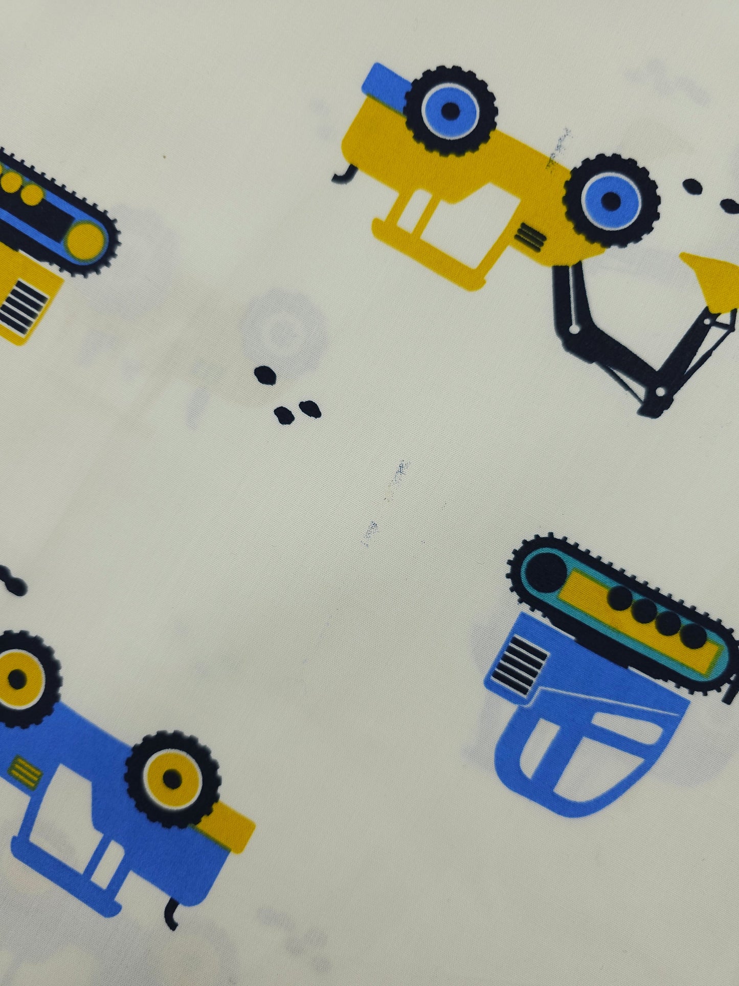 Yellow/Blue Tractors 100% Cotton *DEFECT*