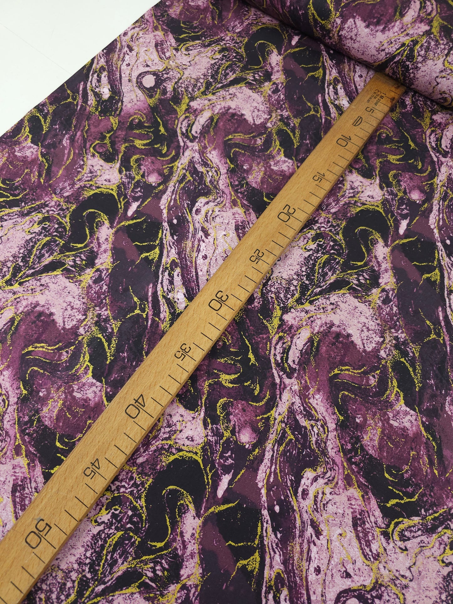 Plum Purple/Gold Marble 100% Cotton - Benartex