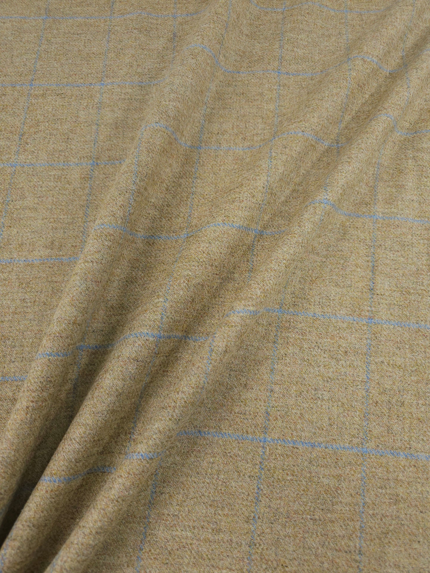 Warm Beige/Blue Speckle Square Check Soft 100% Wool *ABRAHAM MOON*