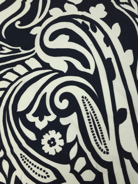 Cream/Black Large Paisley Floral Cotton Modal