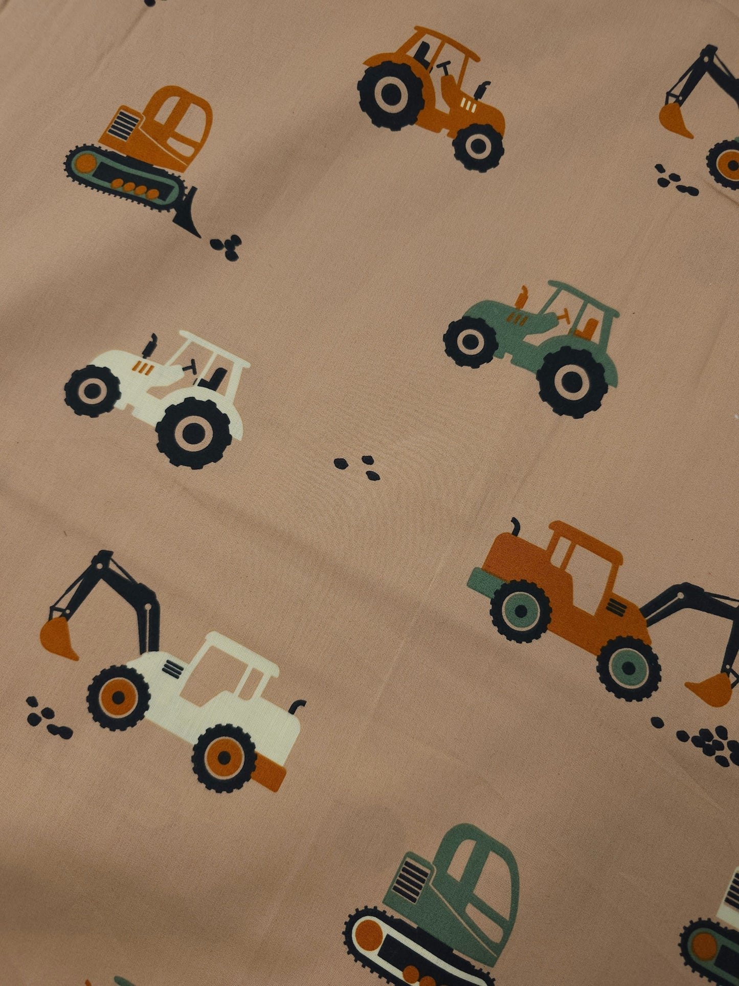 Khaki/Orange Tractors 100% Cotton