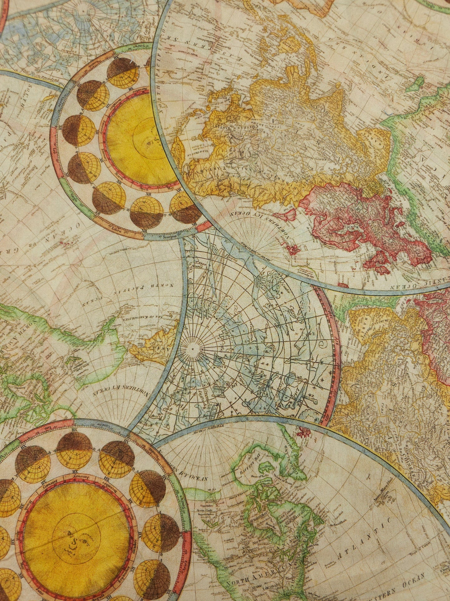 Celestial Sun World Map 100% Cotton 106" - Robert Kaufman *EXTRA WIDE*