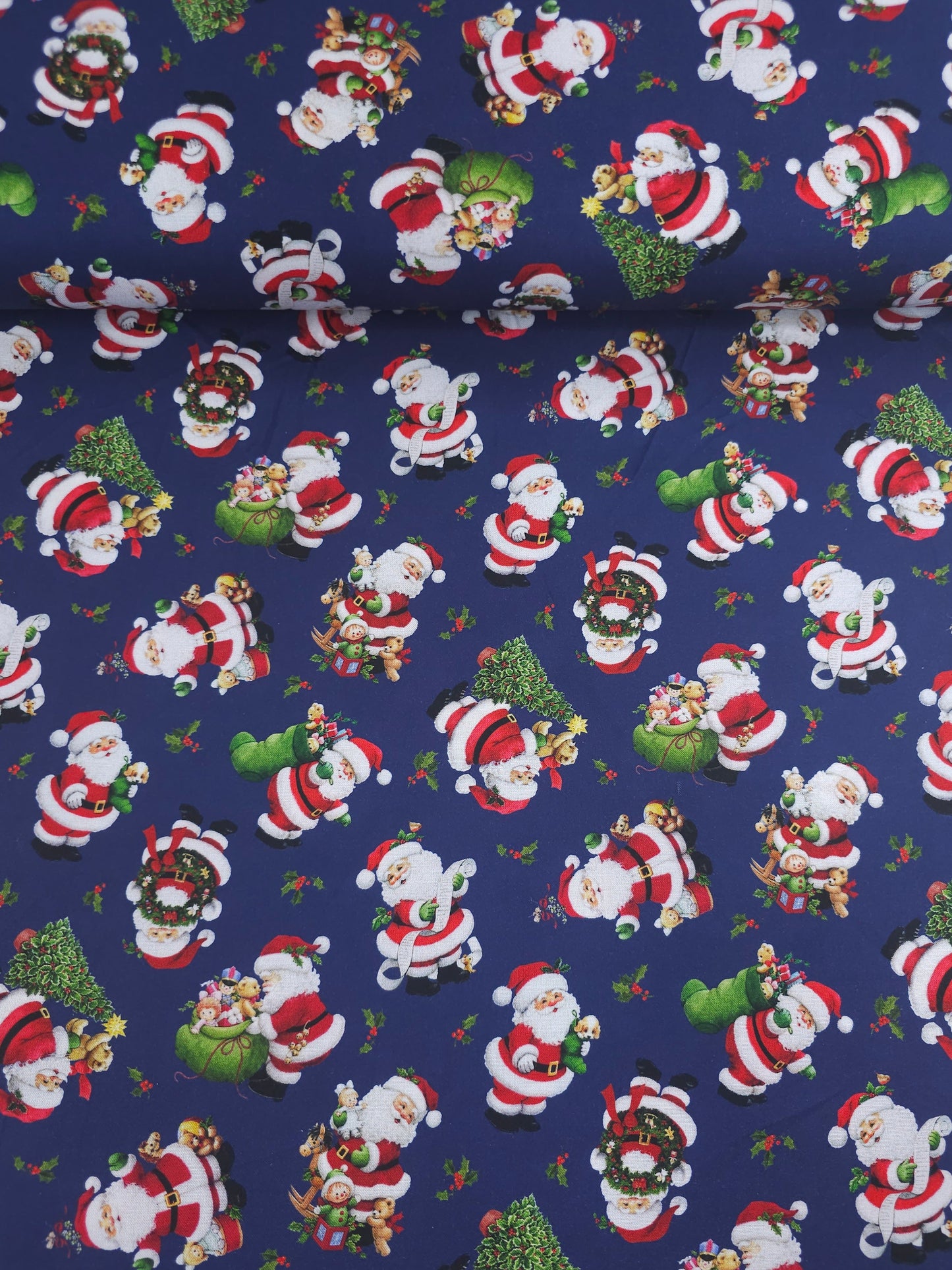 Navy Jolly Santa 100% Cotton