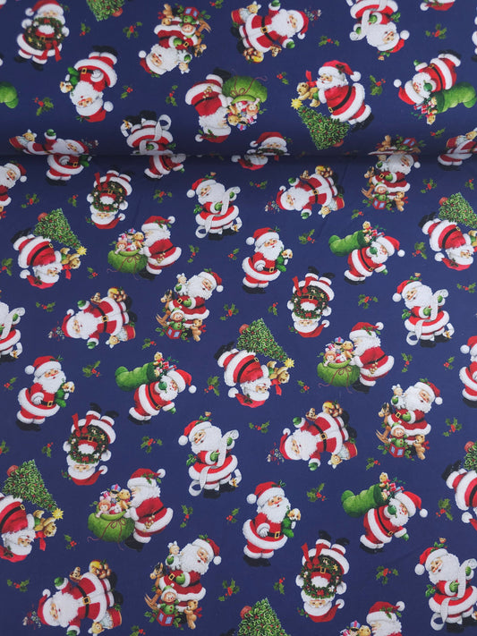 Navy Jolly Santa 100% Cotton