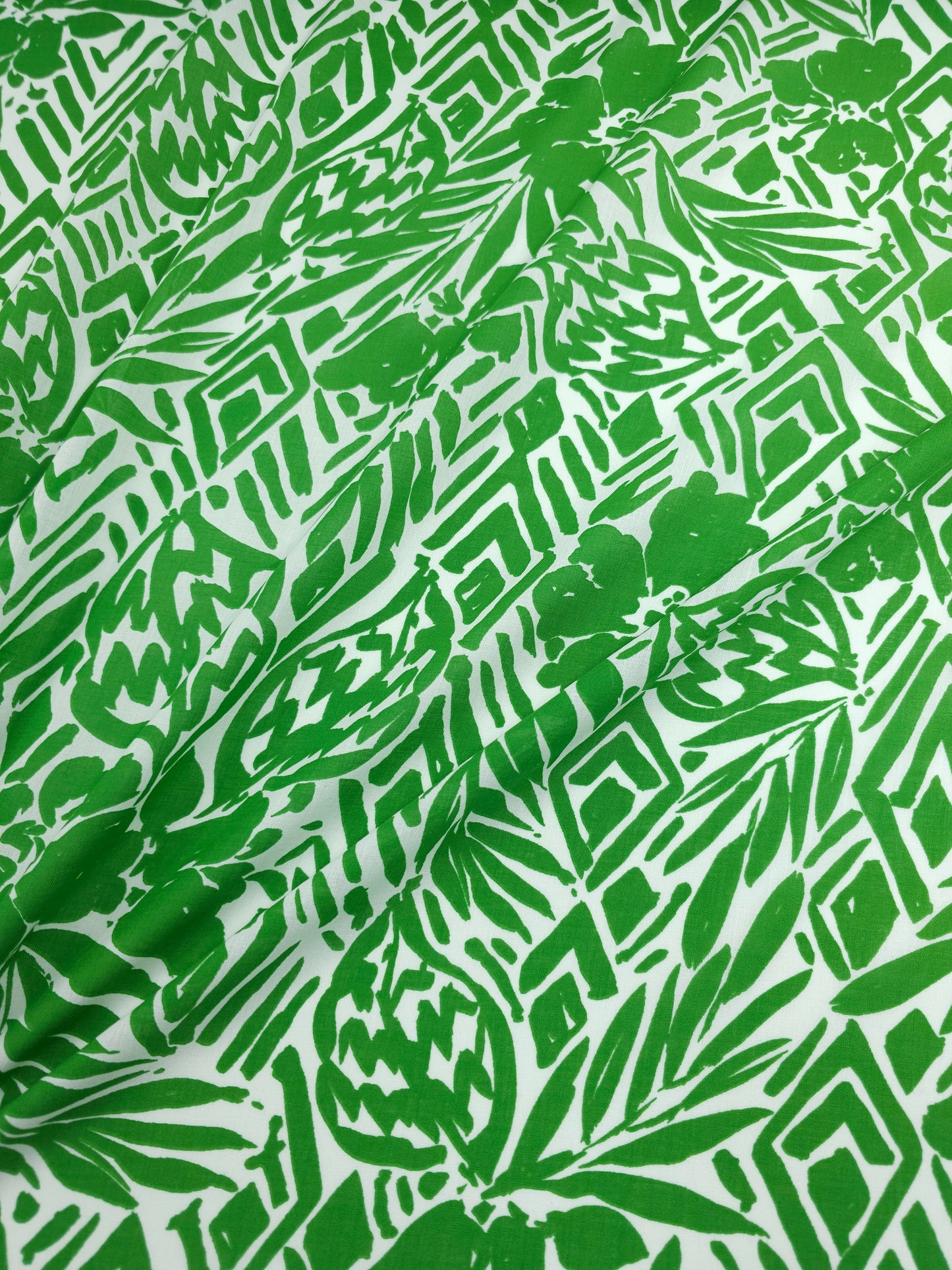 Green Aztec Floral Cotton Voile