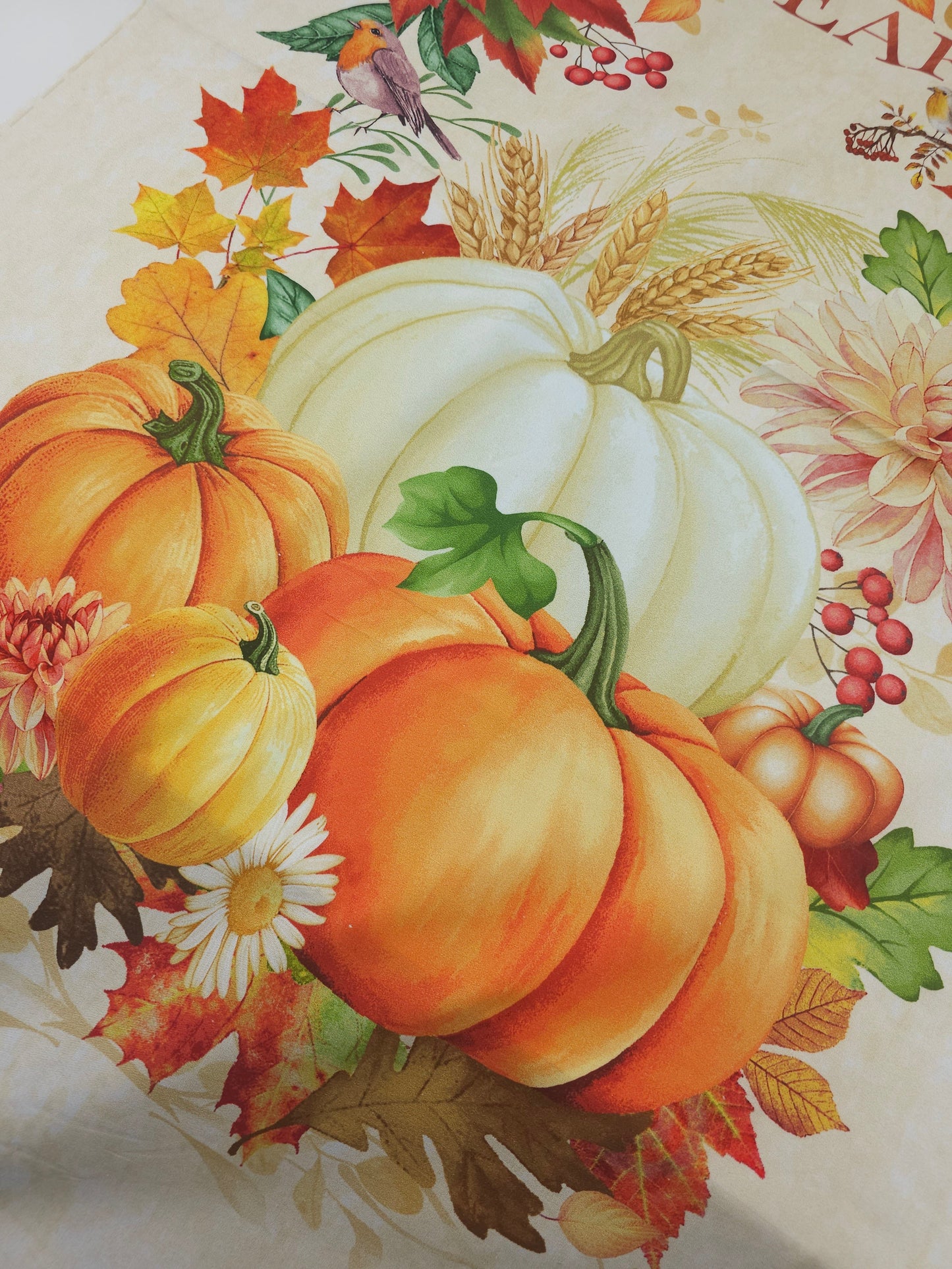 Gather With A Grateful Heart Pumpkin 100% Cotton - 60cm Panel