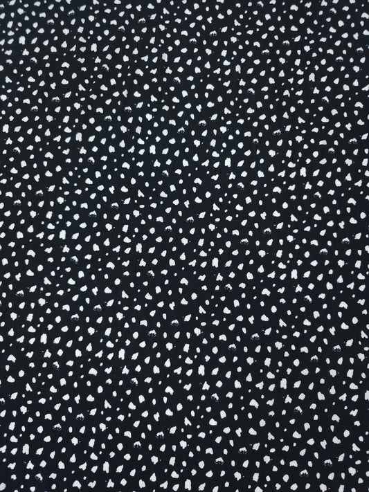 Black/White Irregular Speckle Dot Crinkle Viscose