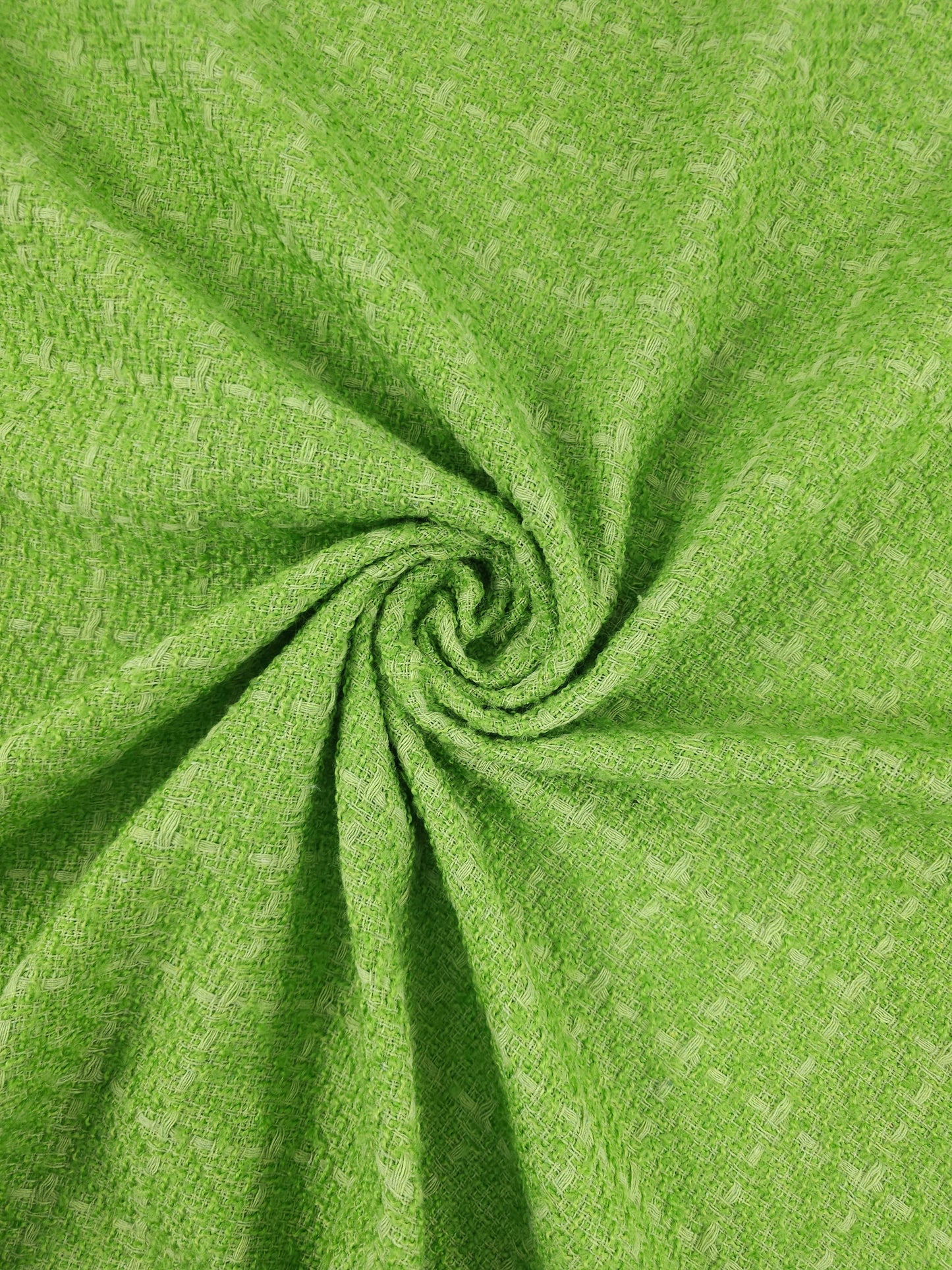 Lime Green Square Check Boucle