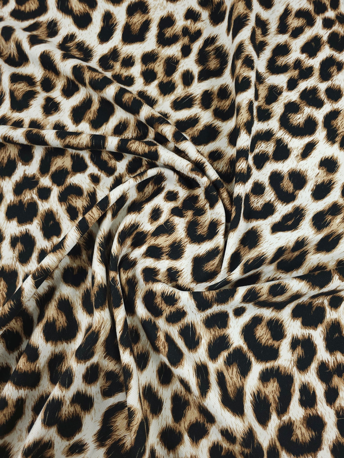 White/Tan Leopard Denim