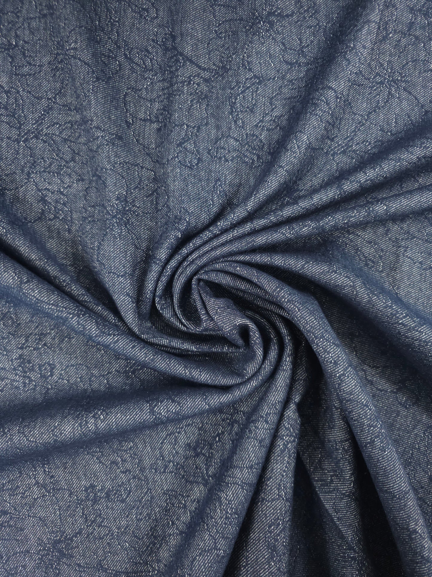 Midnight Blue Floral Jacquard Dressmaking Denim