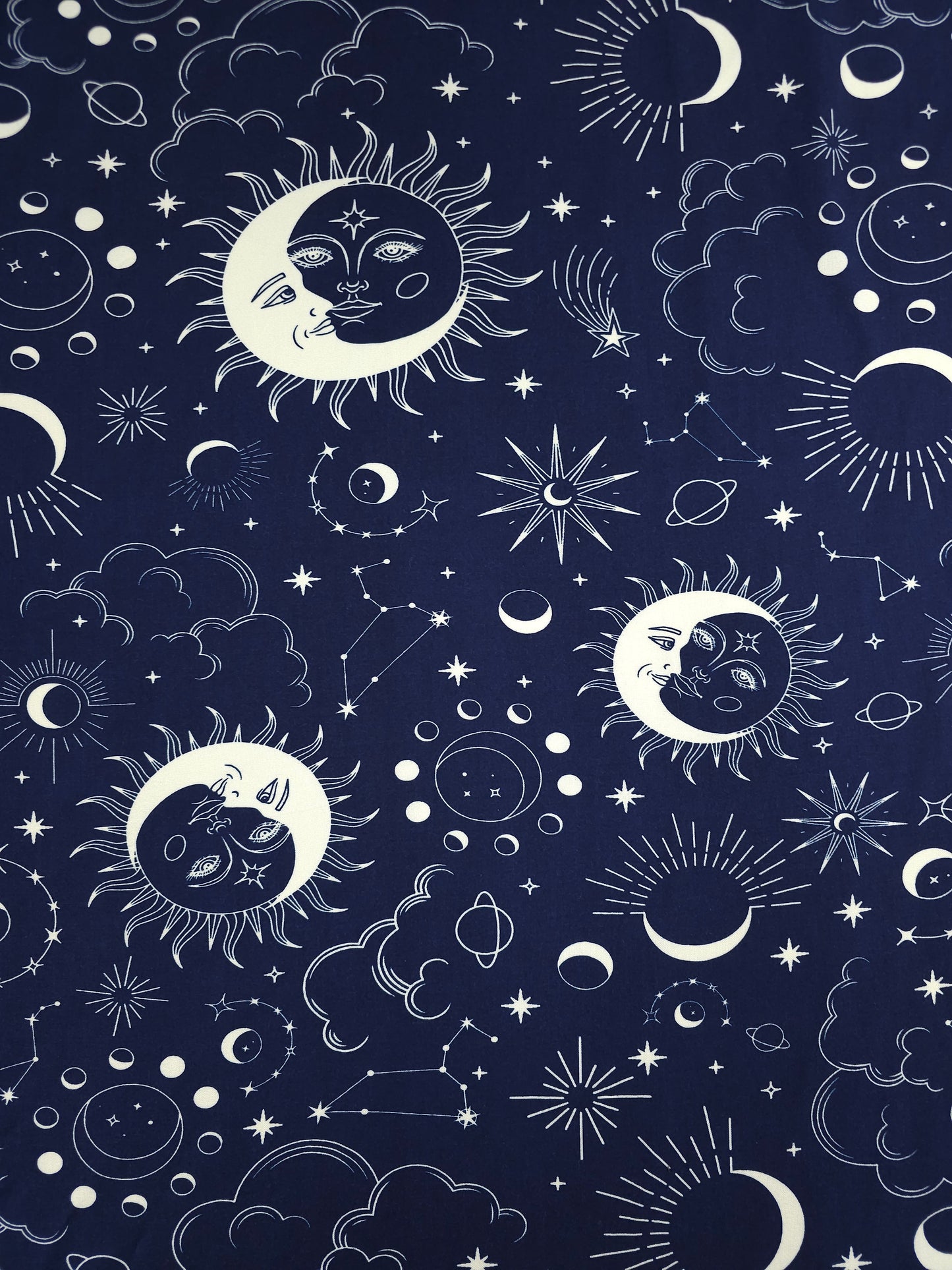 Navy Moon Constellation Viscose Challis