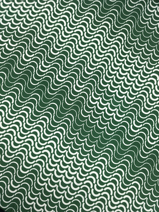 Green Abstract Curve Viscose Crepe