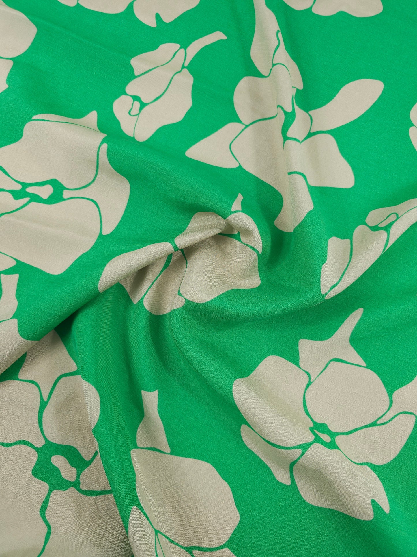 Green/Beige Flower Viscose Silk