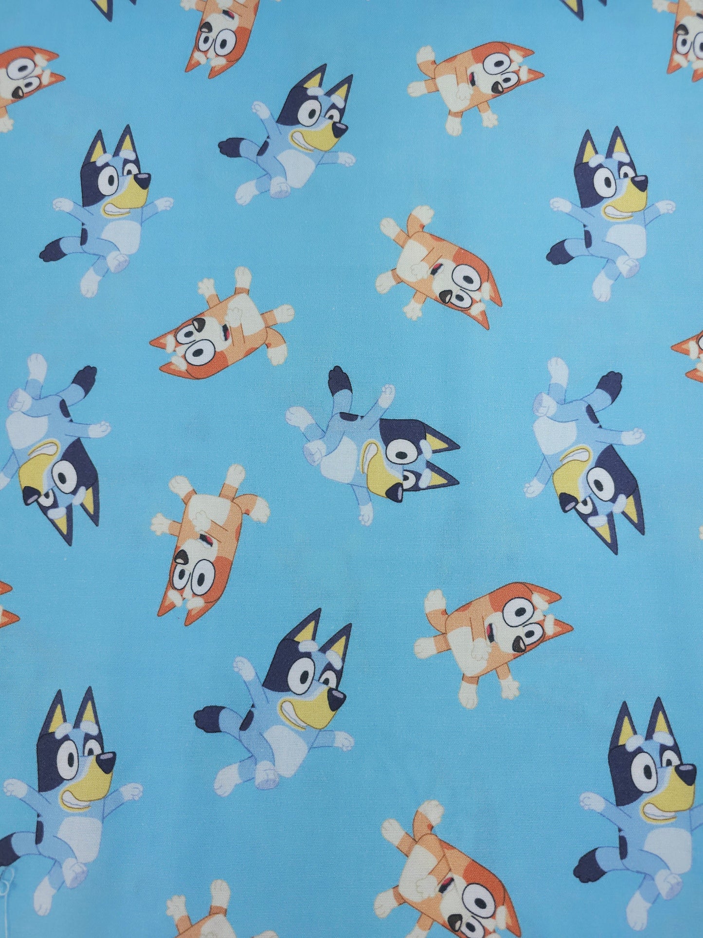 Turquoise Bluey and Bingo Play 100% Cotton