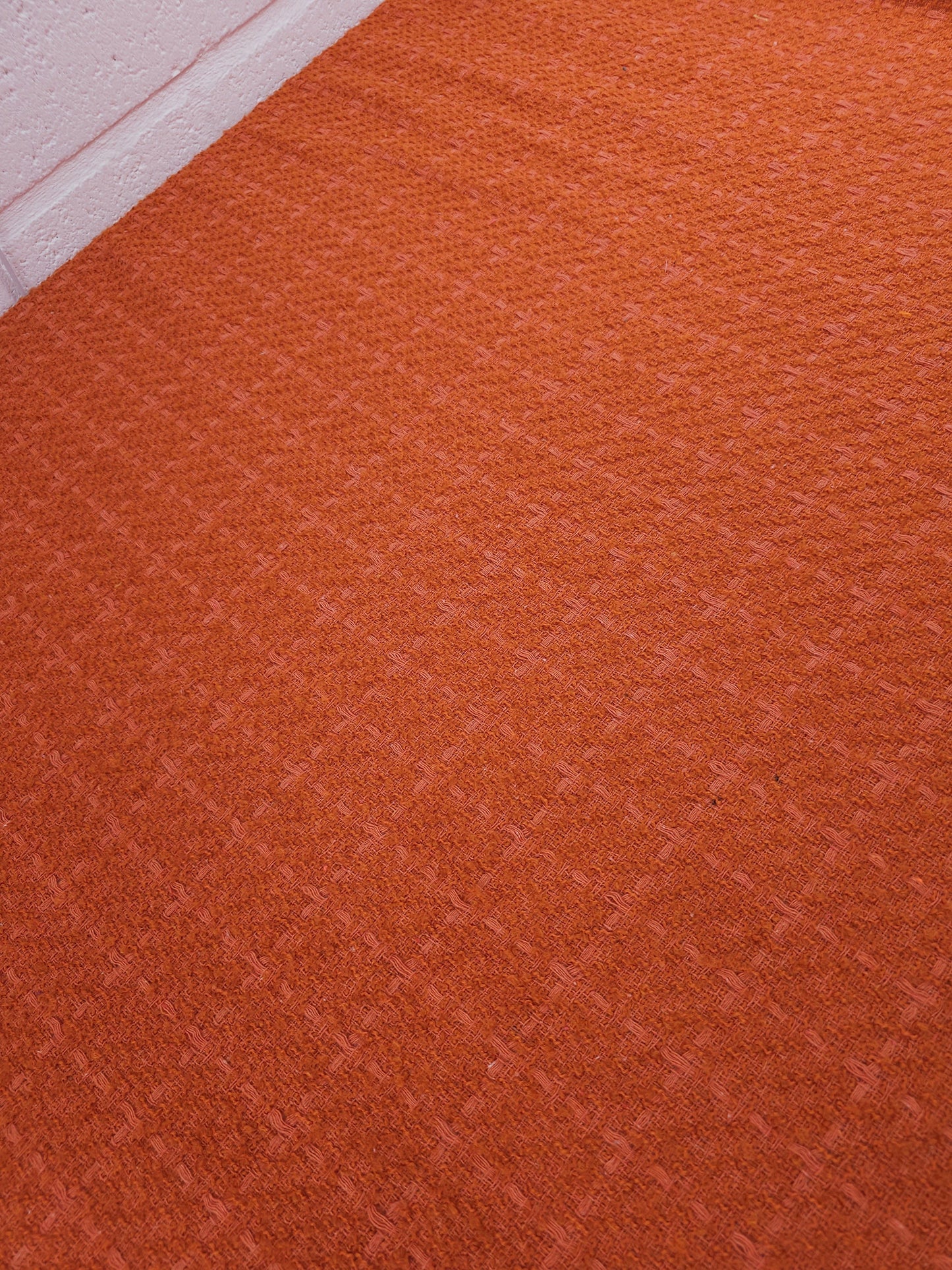Orange/Coral Square Check Boucle