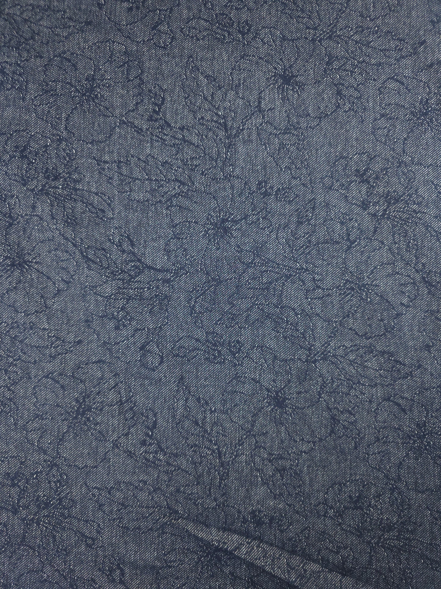 Midnight Blue Floral Jacquard Dressmaking Denim